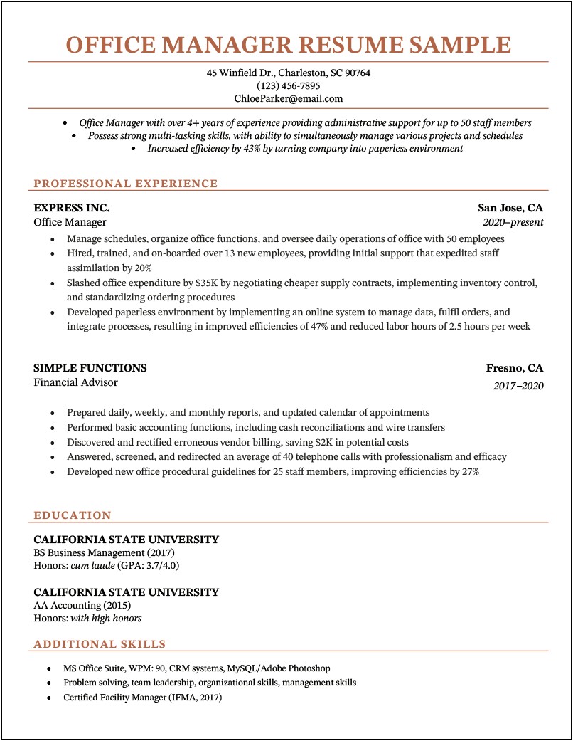 Skills To List On Resume For Office Manager