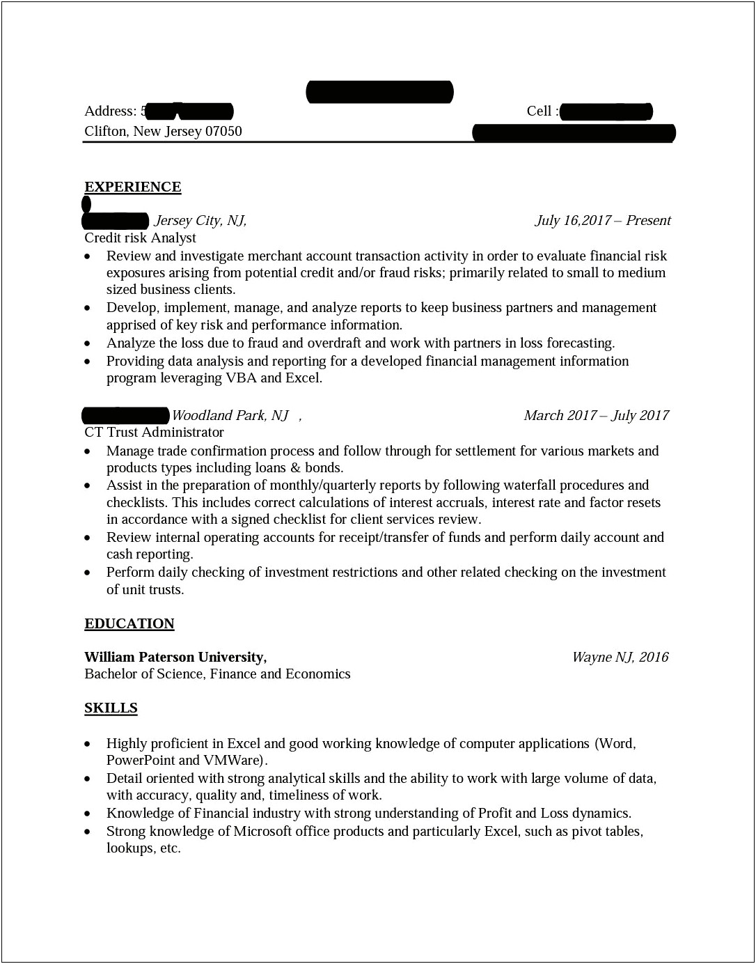 Skills To Post On Finance Resume