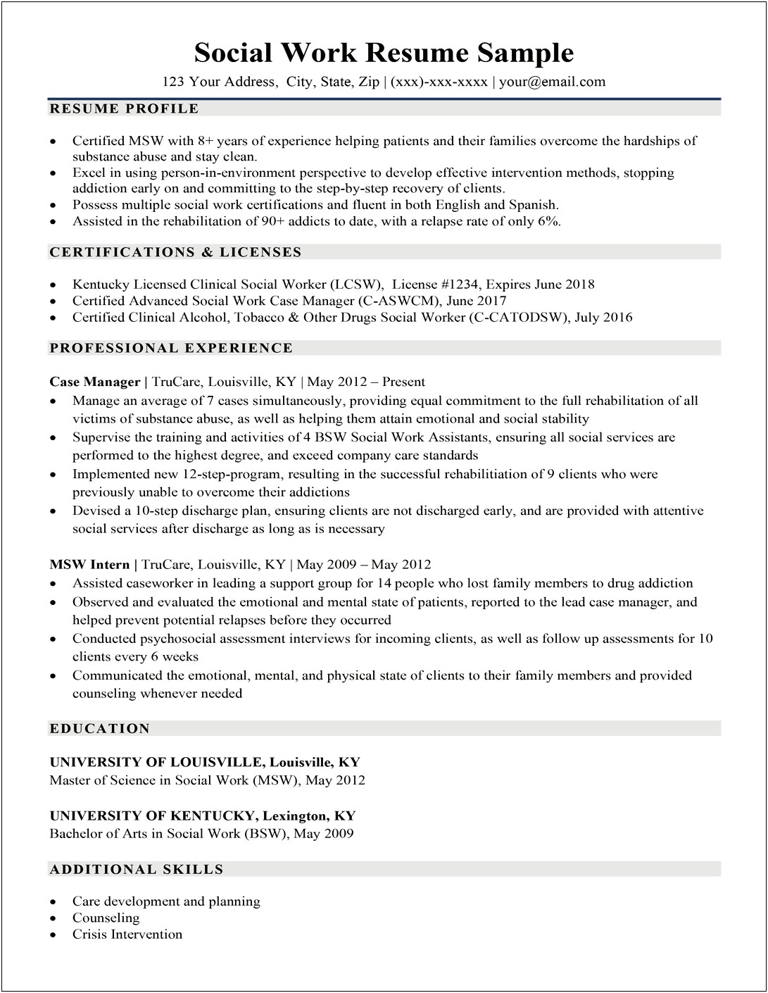 Skills To Put On Case Manager Resume