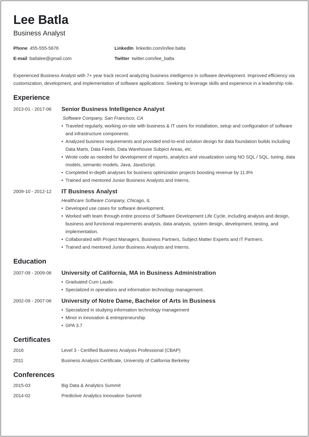 Skills To Put On Resume For Business Analyst