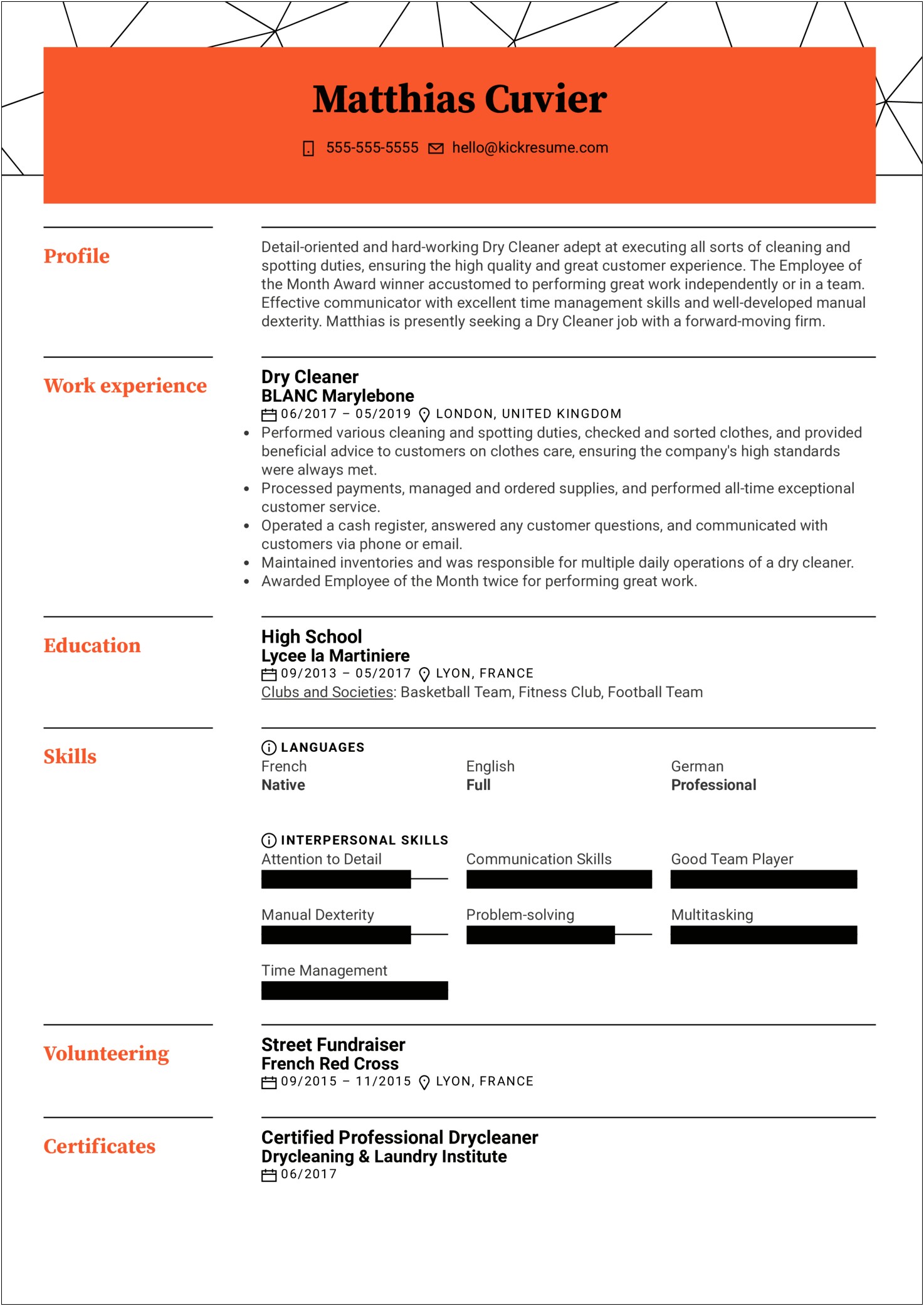 Skills To Put On Resume For Cleaner