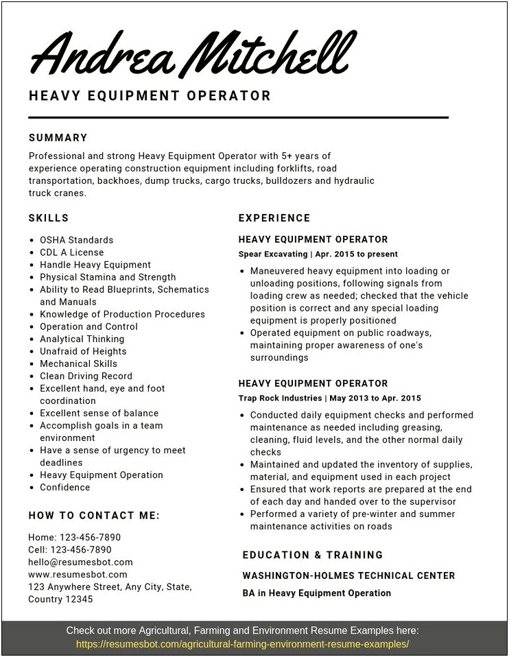 Skills To Put On Resume For Machine Operator