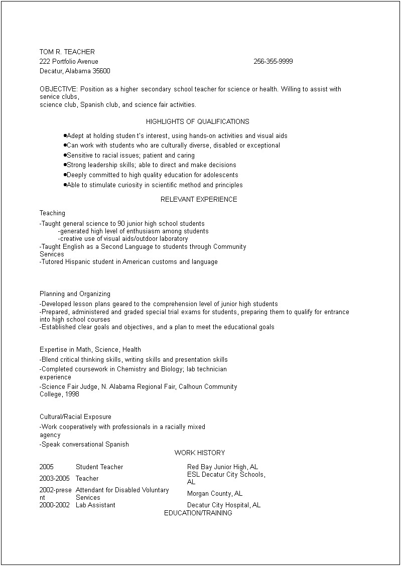 Skills To Write In Resume For A Teacher