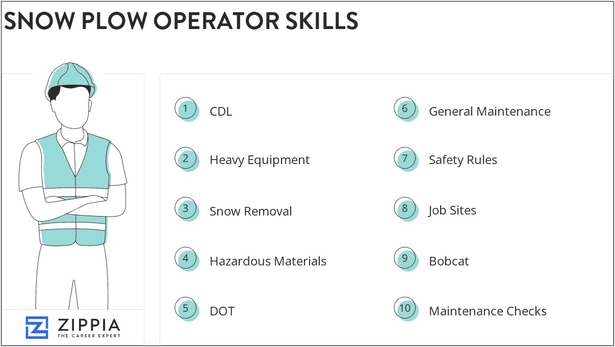 Snow Plow Operator Job Description Resume