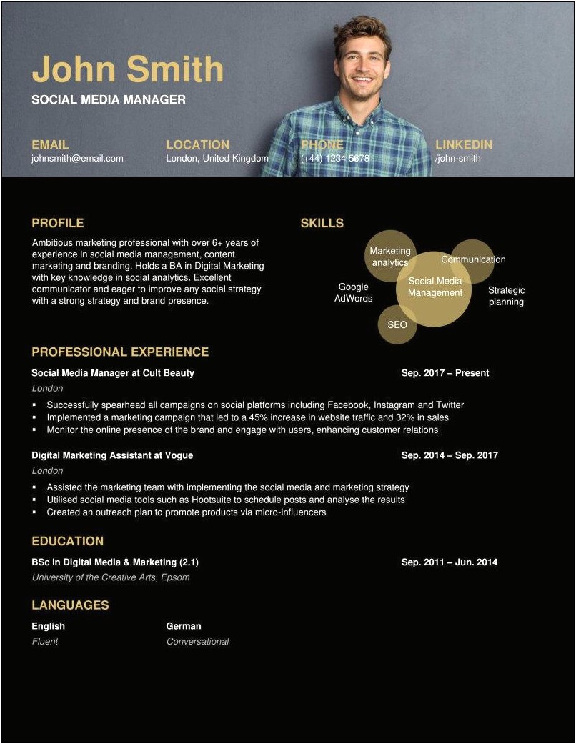 Social Media And Marketing Skills On Resume