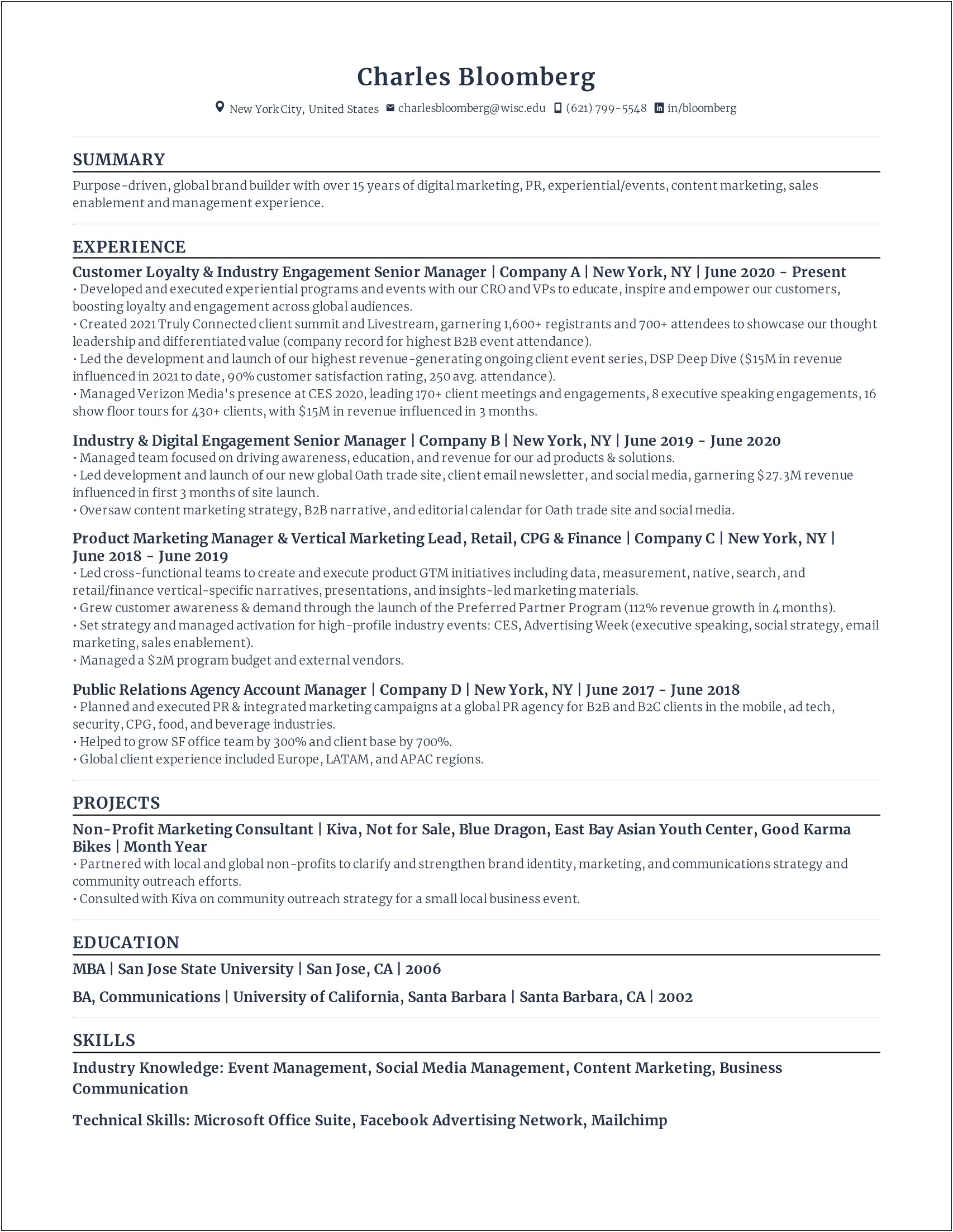 Social Media Event Experience On A Resume