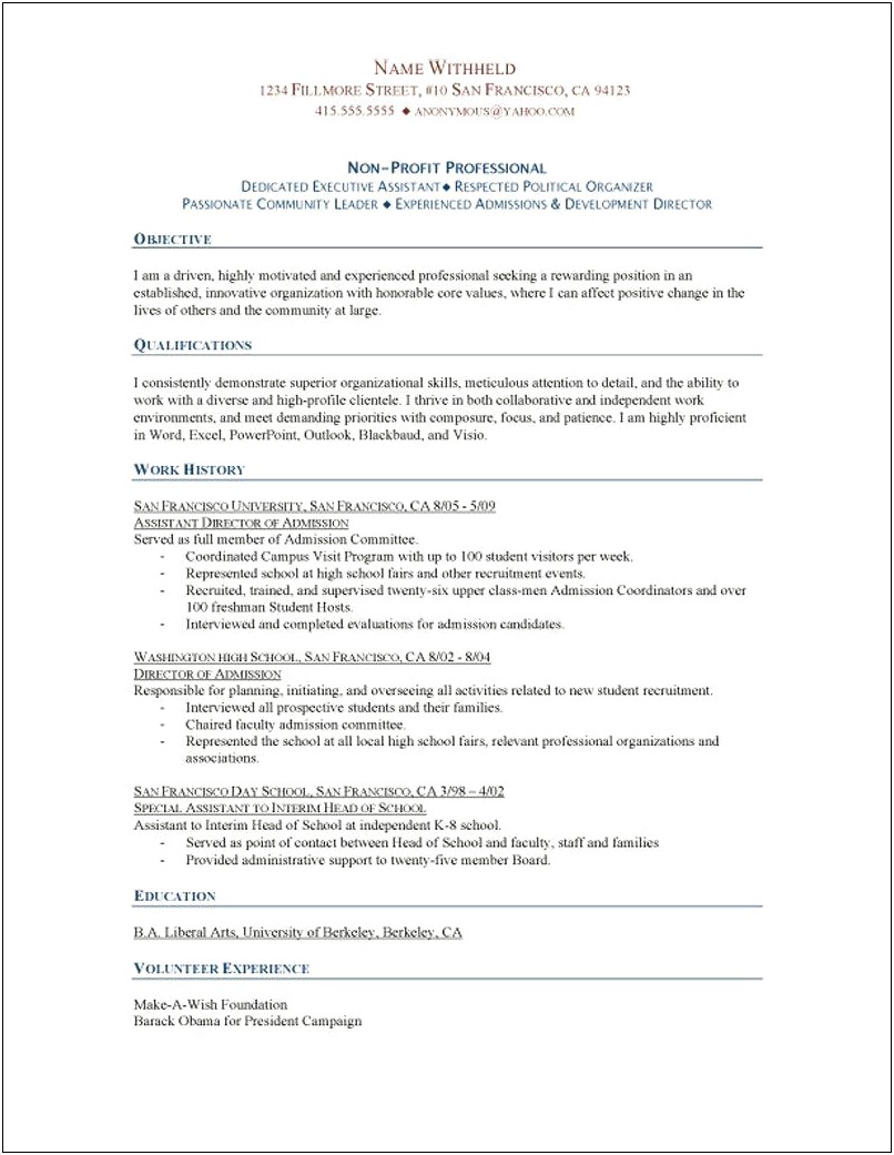 Social Service Non Profit Manager Resume Template