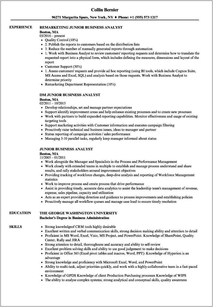 Soft Skills For Business Analyst Resume