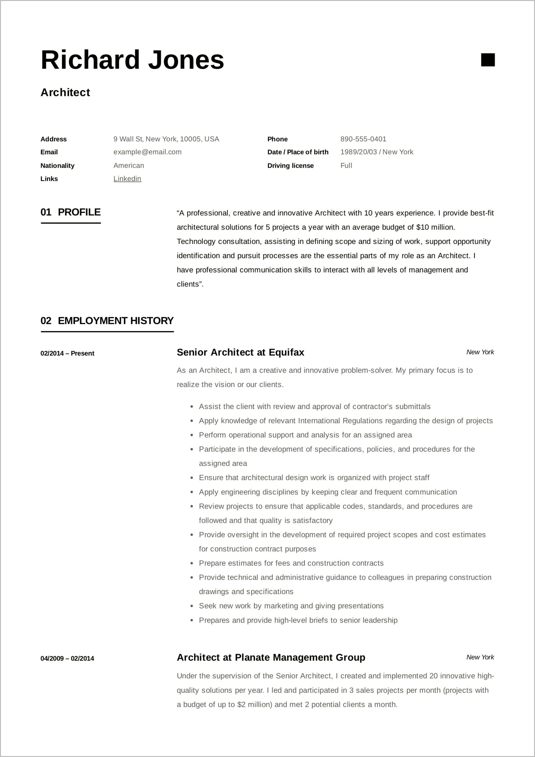 Software Architect Resume Sample In Usa