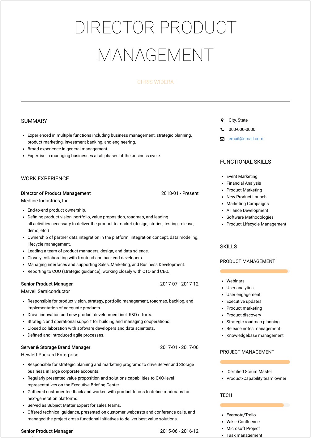 Software Developer To Product Manager Resume