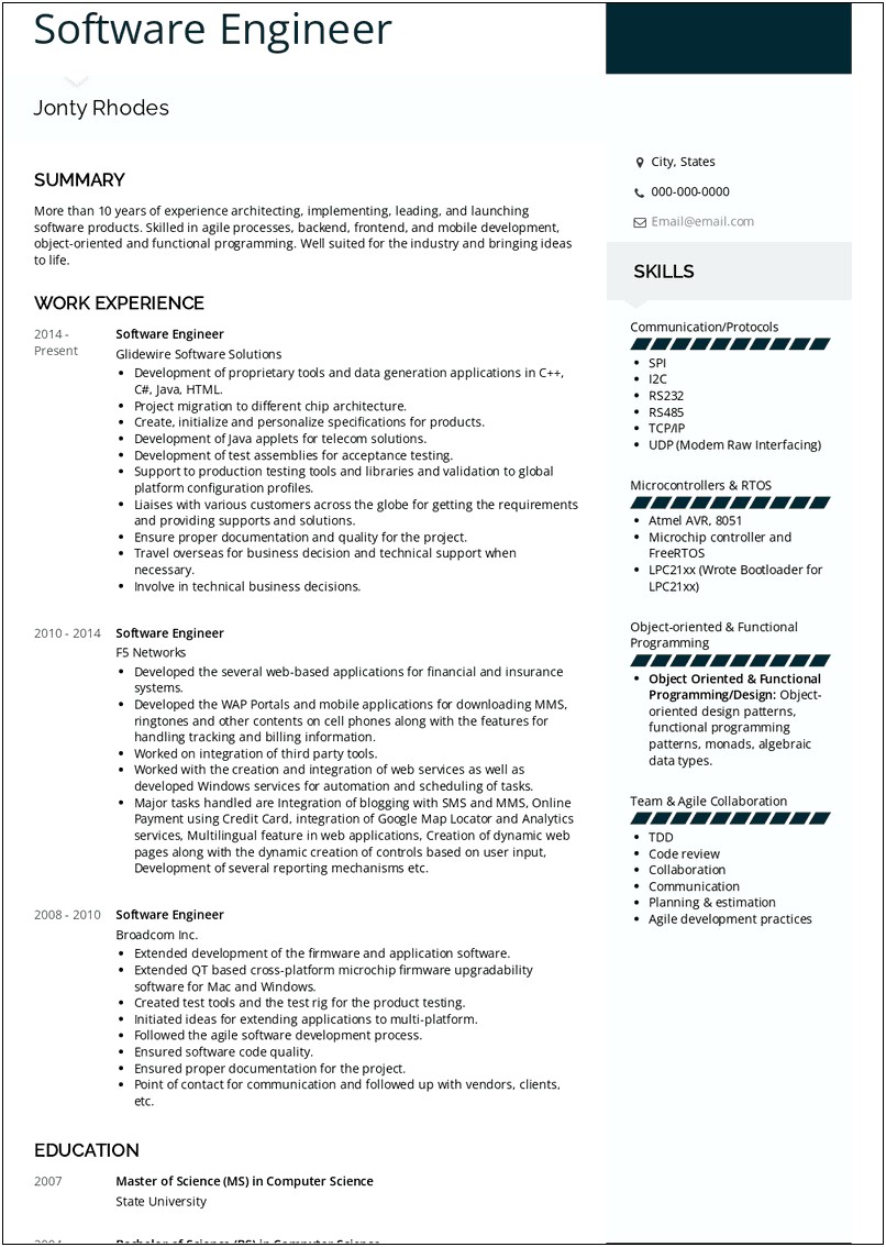 Software Engineer Resume Examples Career Cup