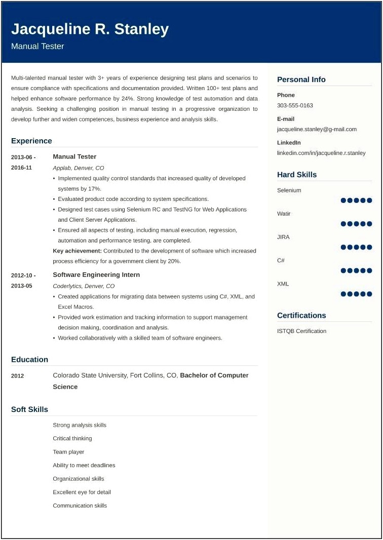 Software Quality Assurance Resume Objective Examples
