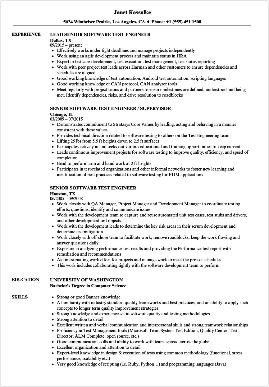 Software Test Engineer Resume 2 Years Experience