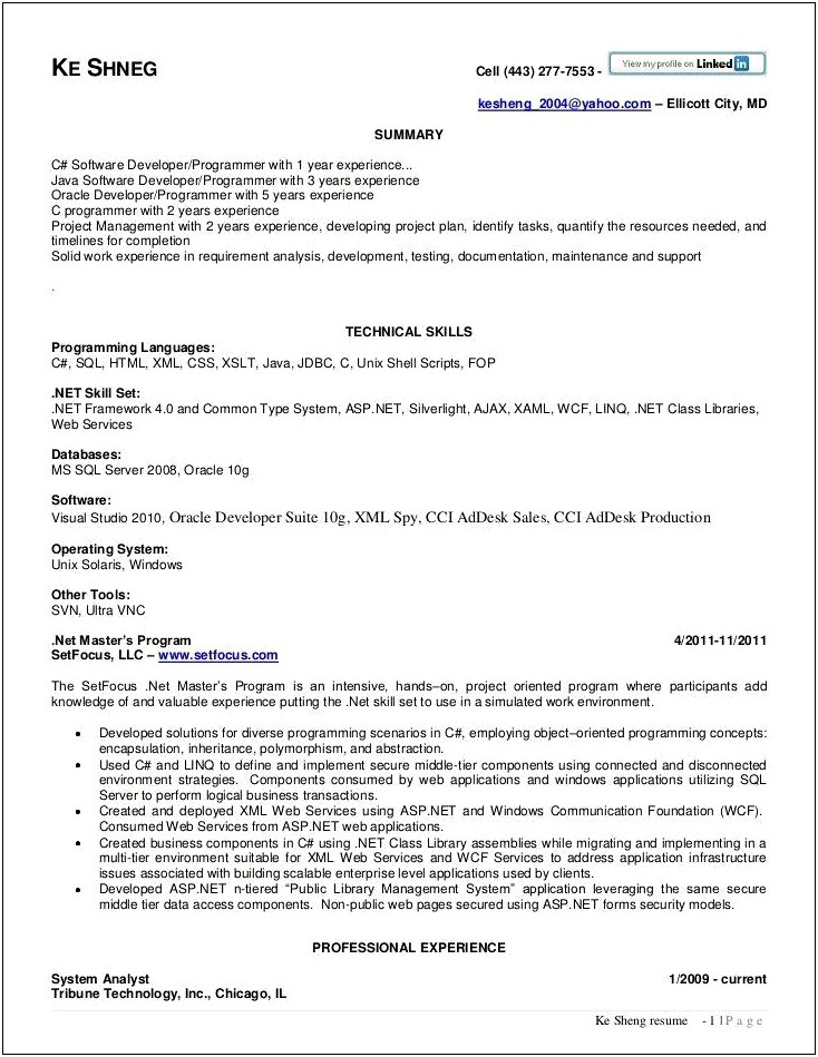 Software Testing 5 Years Experience Resume