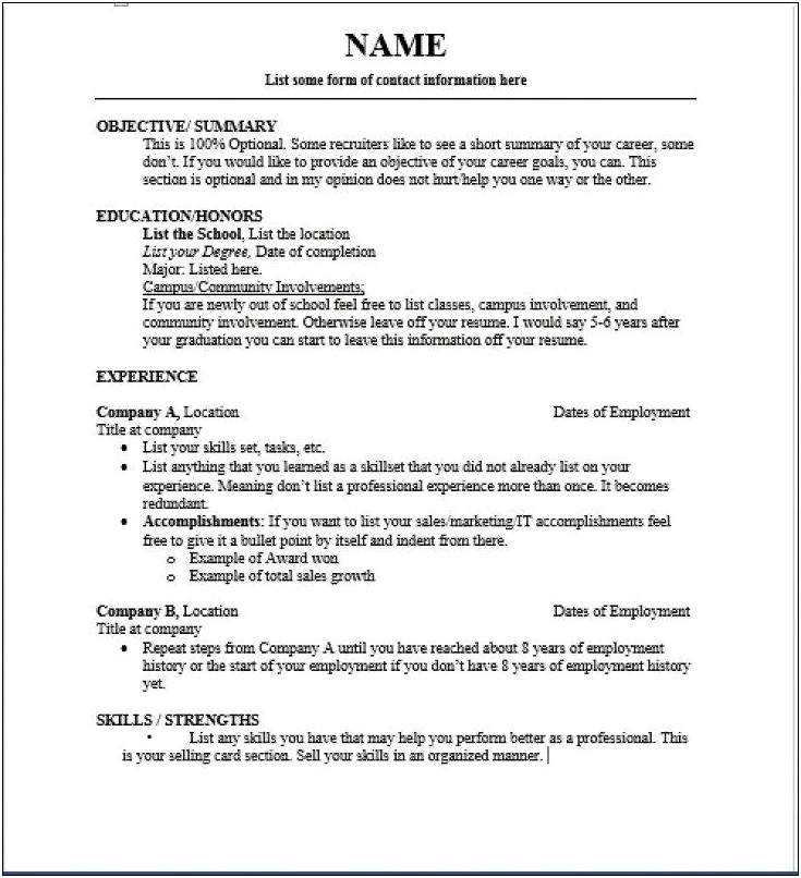 Some Bullet Points For Resume In Job Experience