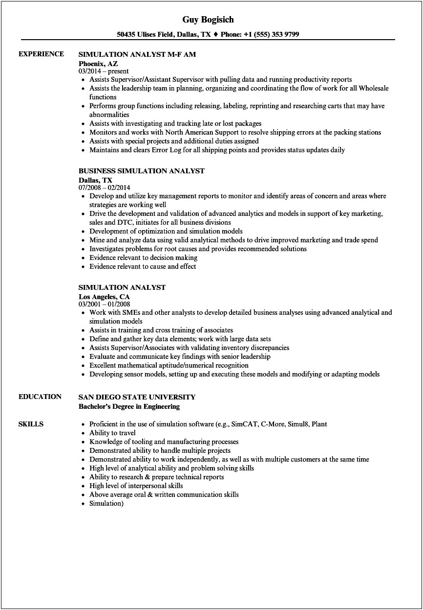 Sound Analytical And Problem Solving Skills Resume
