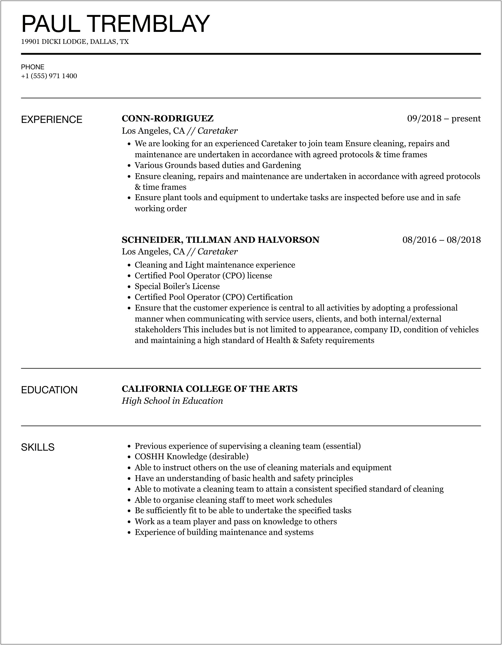 Special Needs Caregiver Resume Job Description