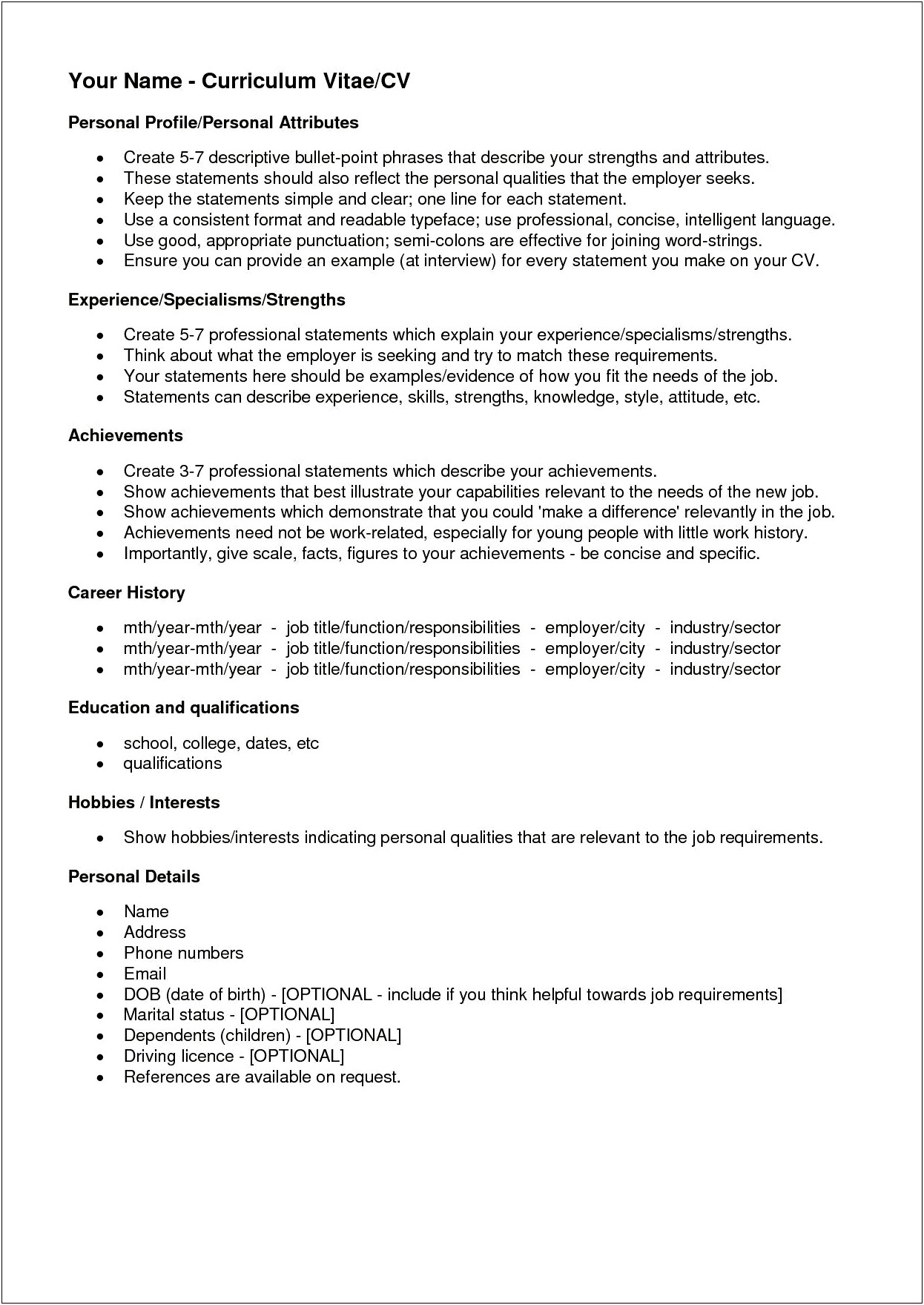 Special Skills And Interests For Resume