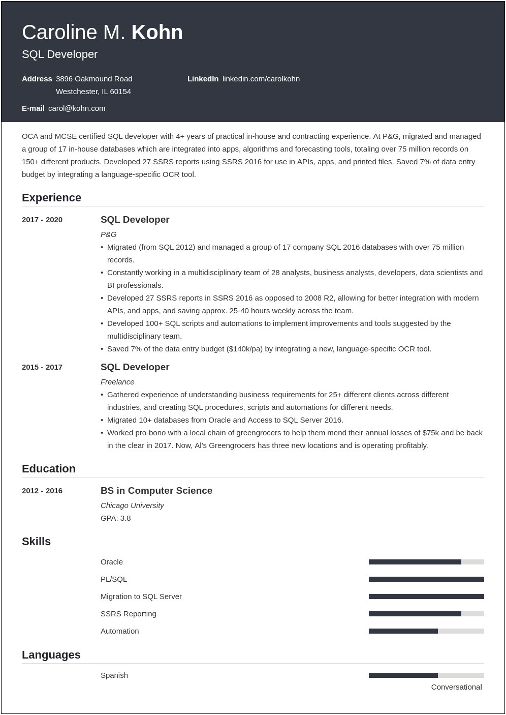 Sql Server Dba Resume With 5 Years Experience