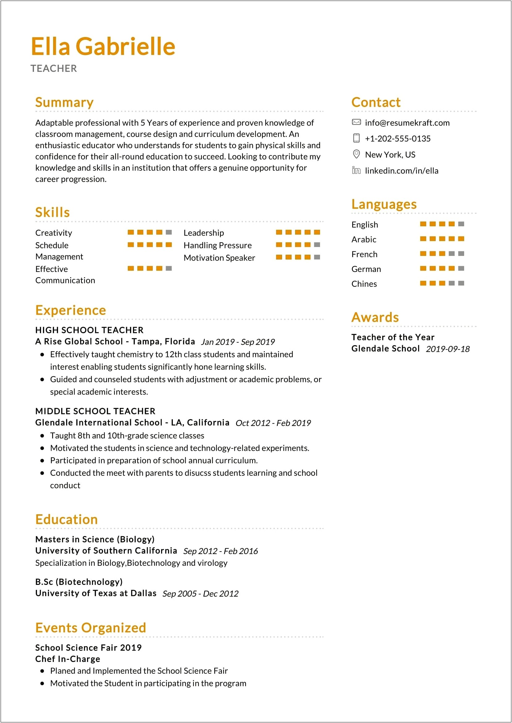 Template For A High School Resume