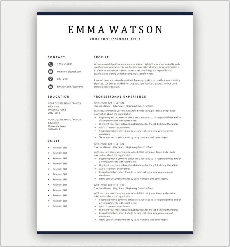 Template For A Skills Based Resume