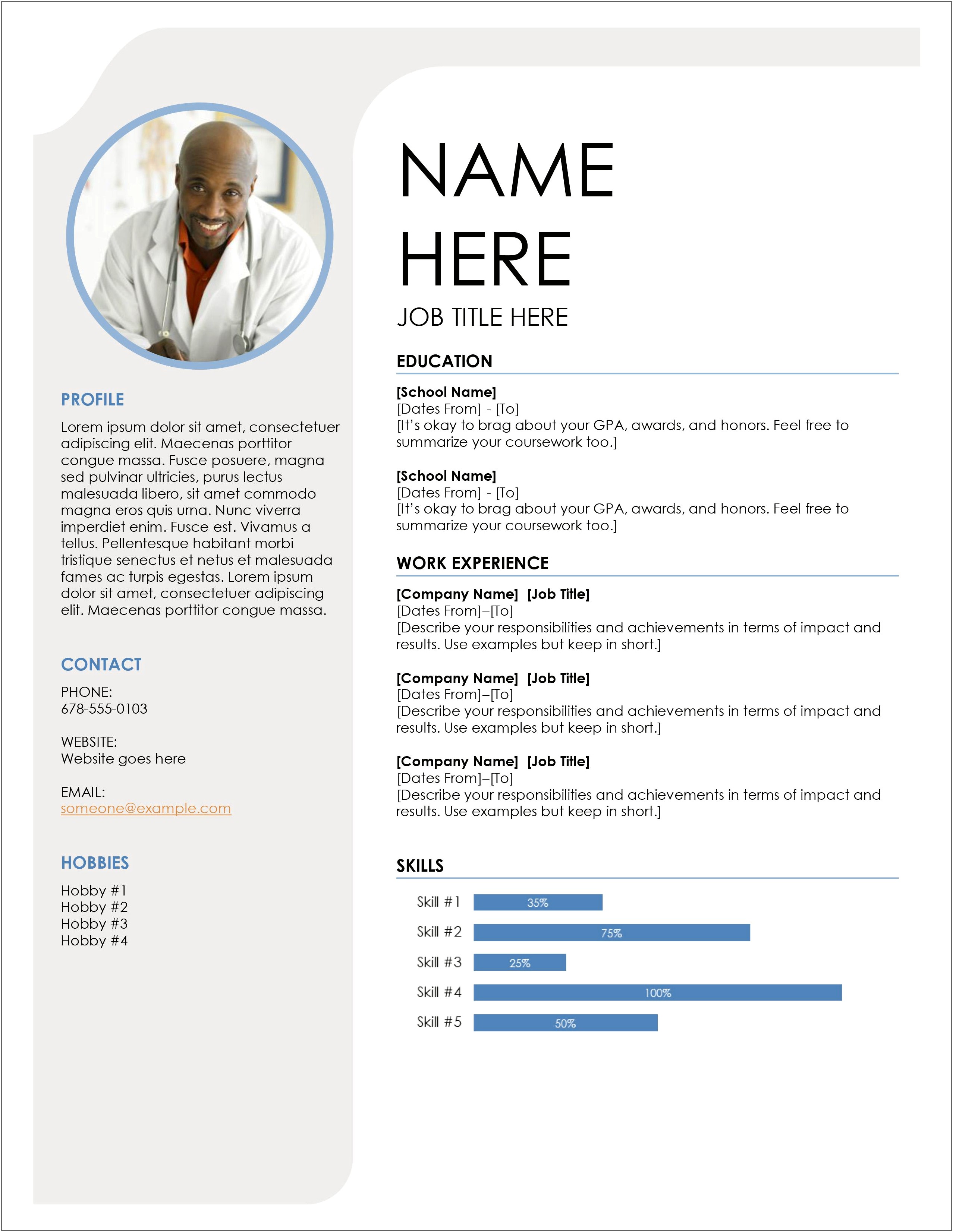 Template Of Resume For Job Application On Wordpad