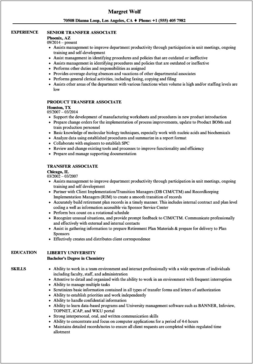 Template To Transfer Resume To Cv