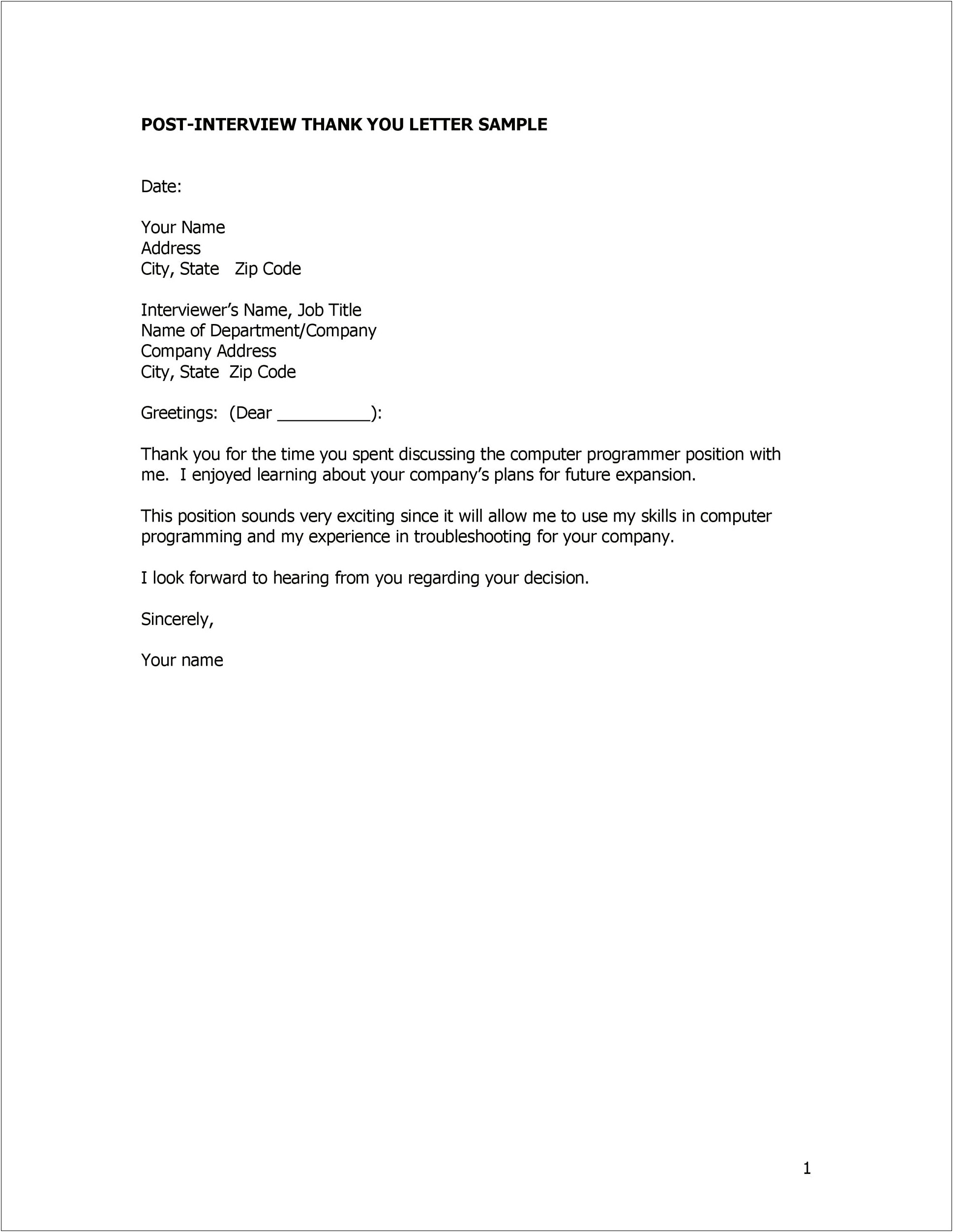 Thank You Letter For Keeping Resume On File