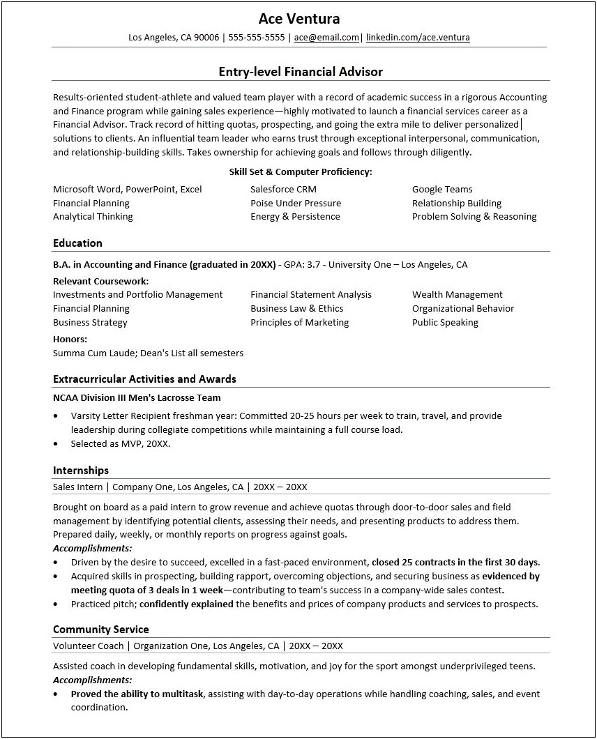 The Balance Careers Student Resumes And Summary Statement