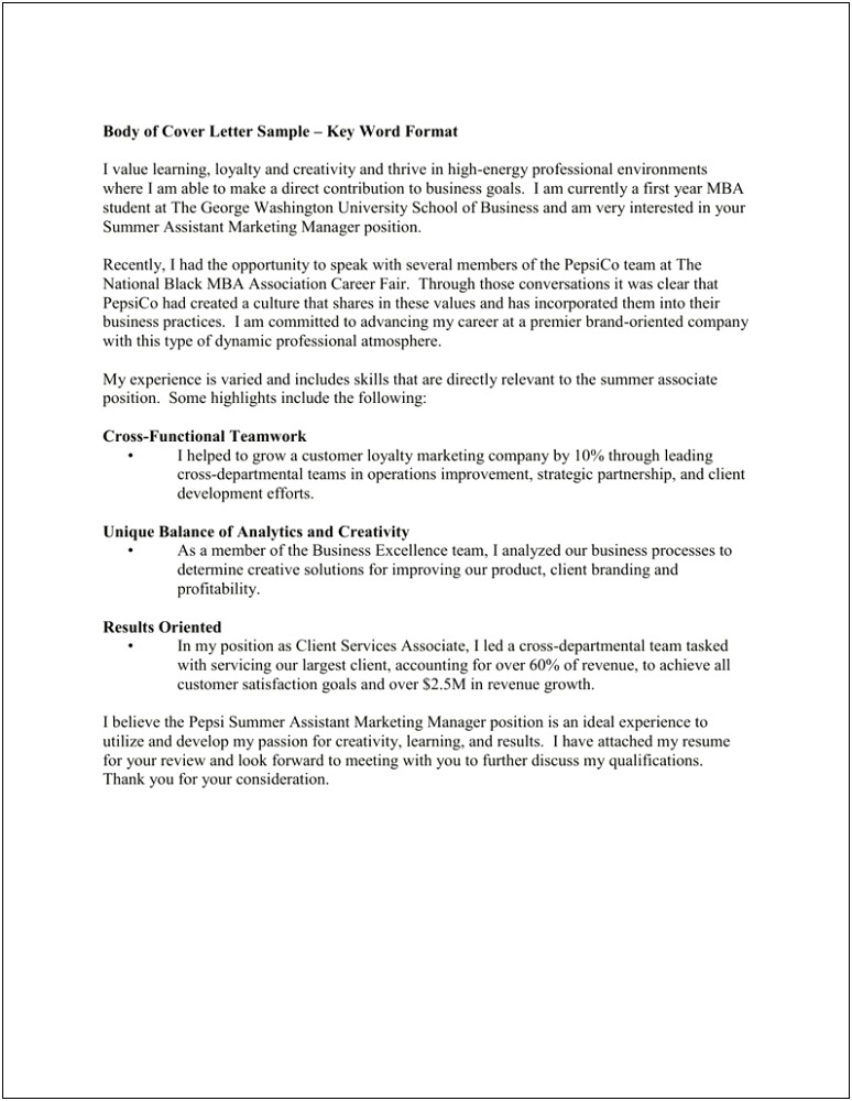 The Balance Cover Letter Sample For A Resume