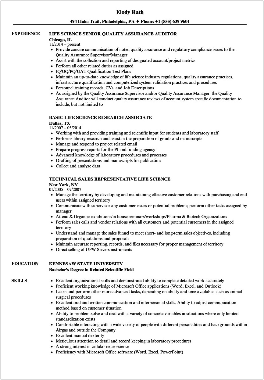 The Best Format Resume For Biological Research