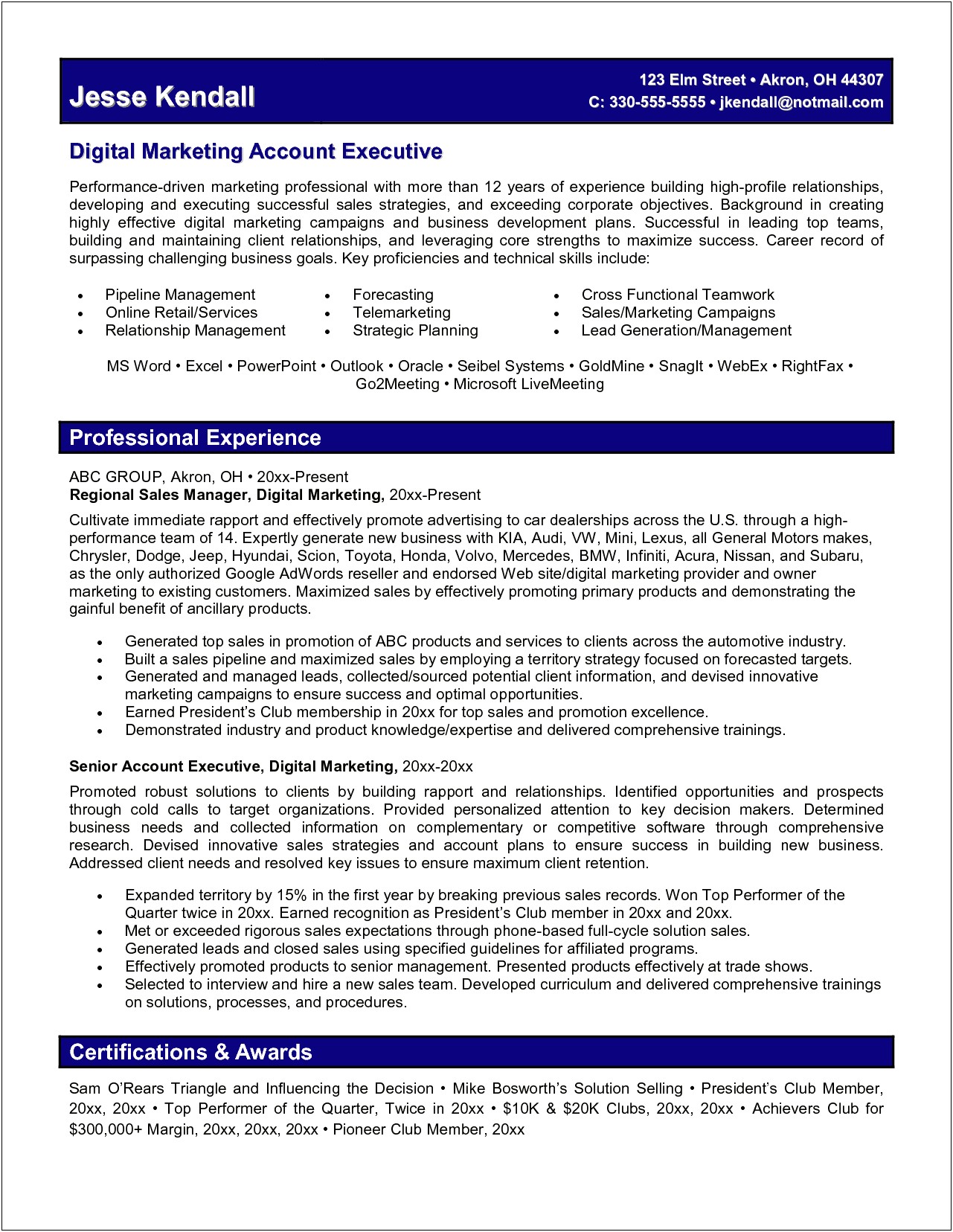 The Best Marketing Executive Resume Ever