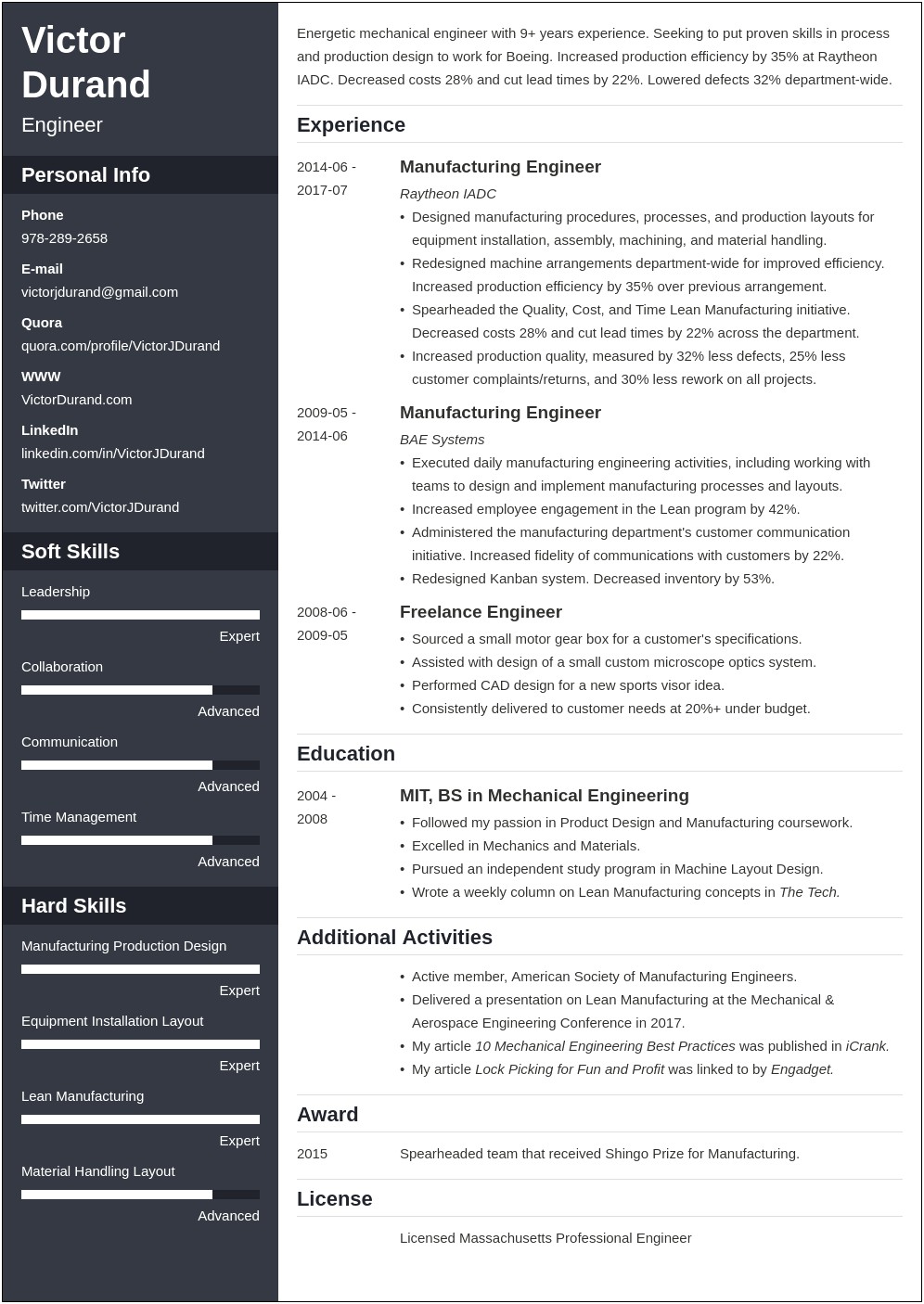 The Best Resume Format For Engineer