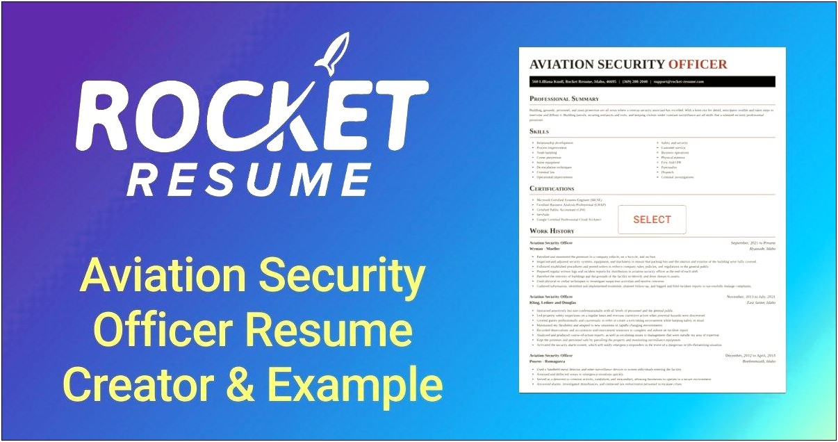 The Best Resume Tailored To Aviation Security Officer