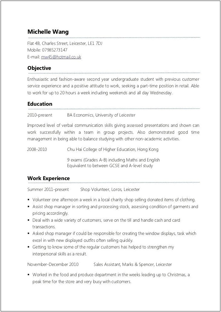 The Job Objective Section Of A Resume