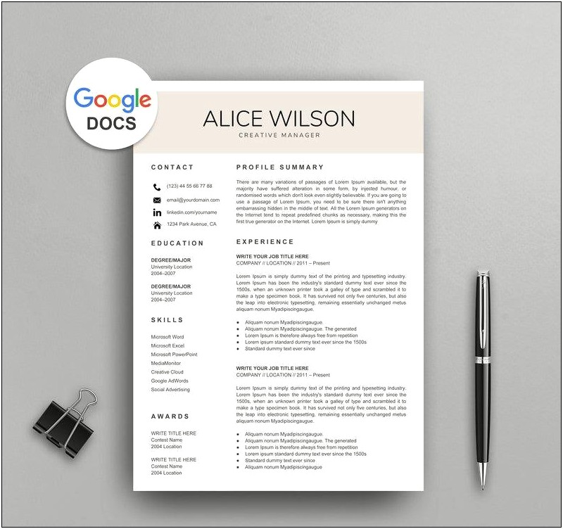 The Most Basic Resume Template Google Docs