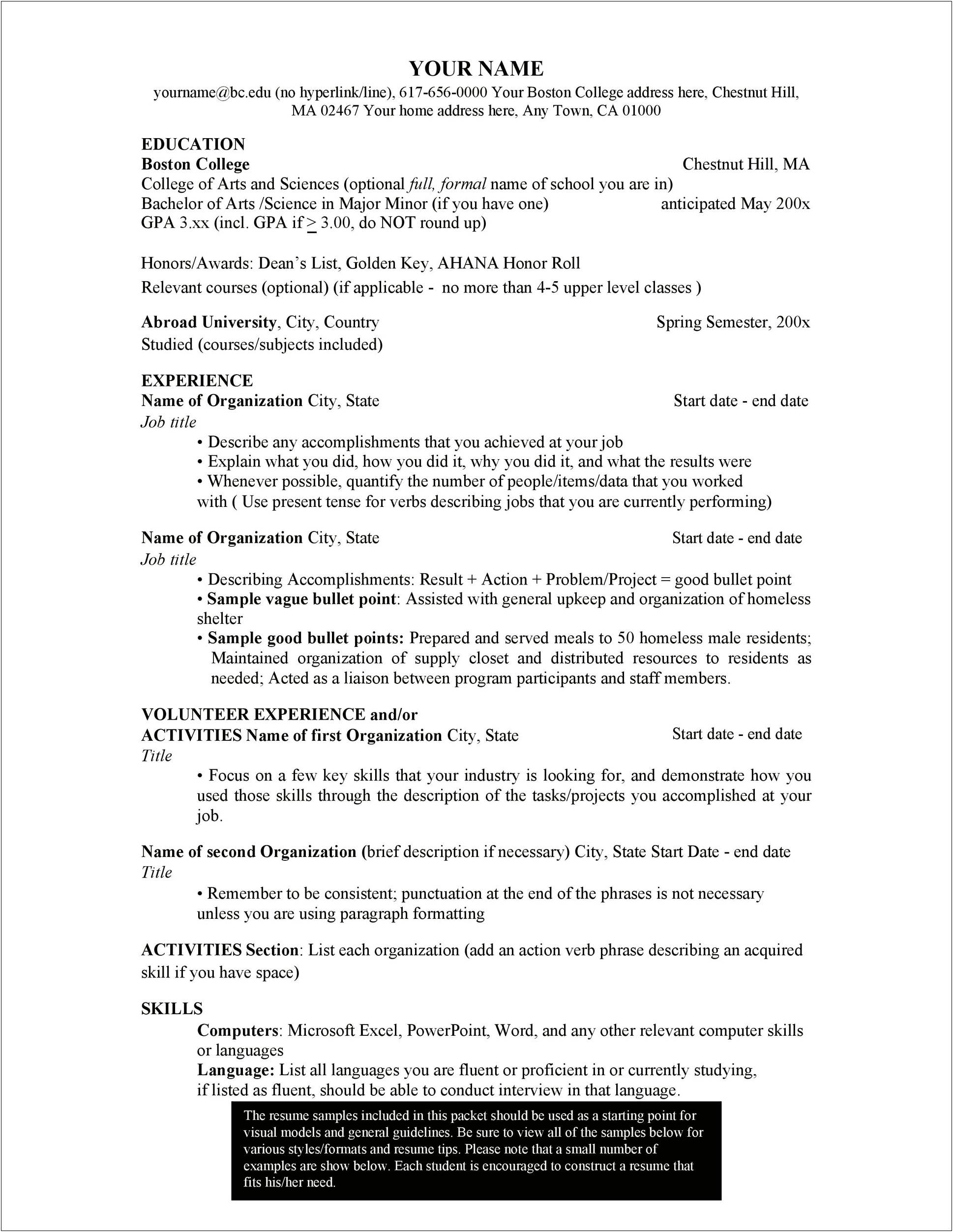 Things That Look Good On Your College Resume