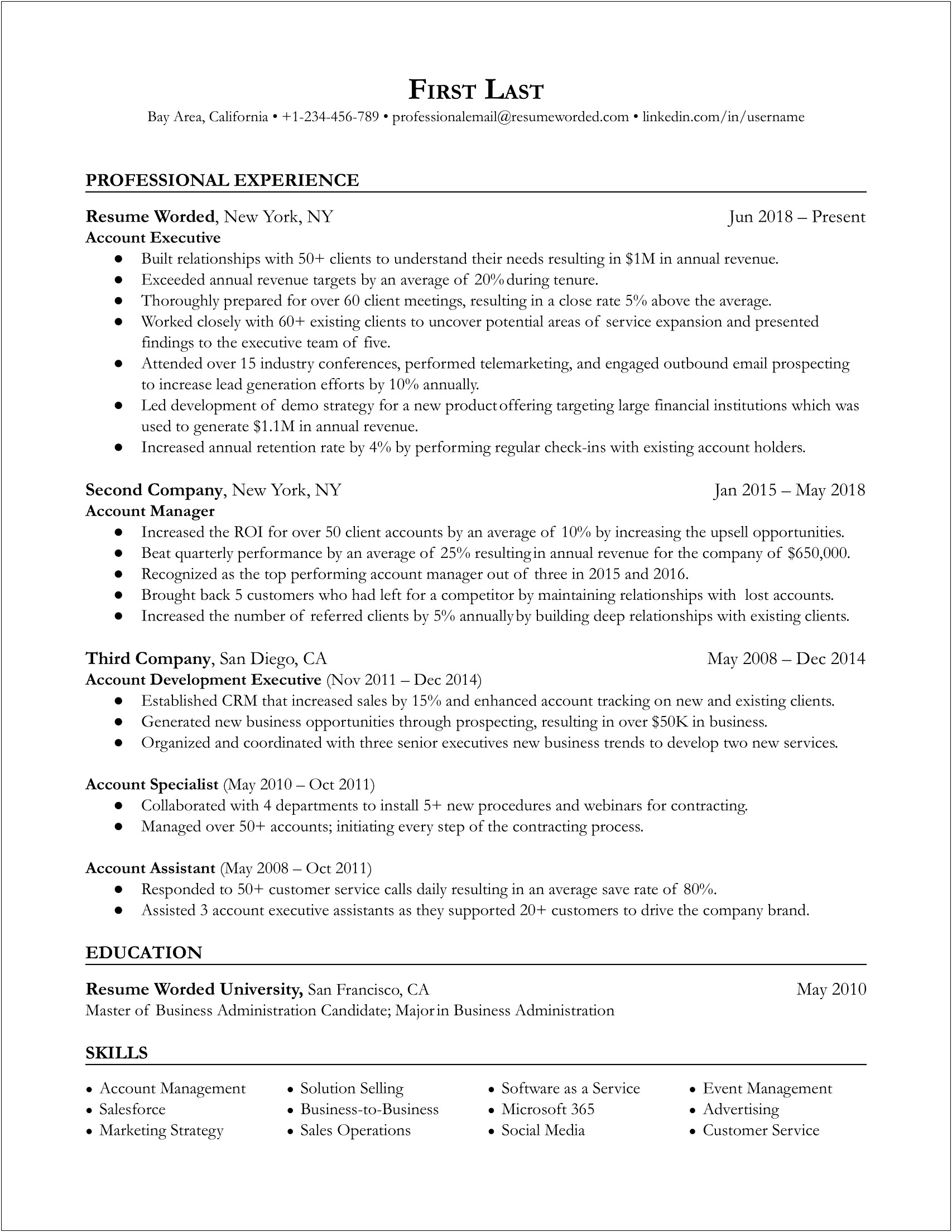 Things To Put On Account Executive Resume
