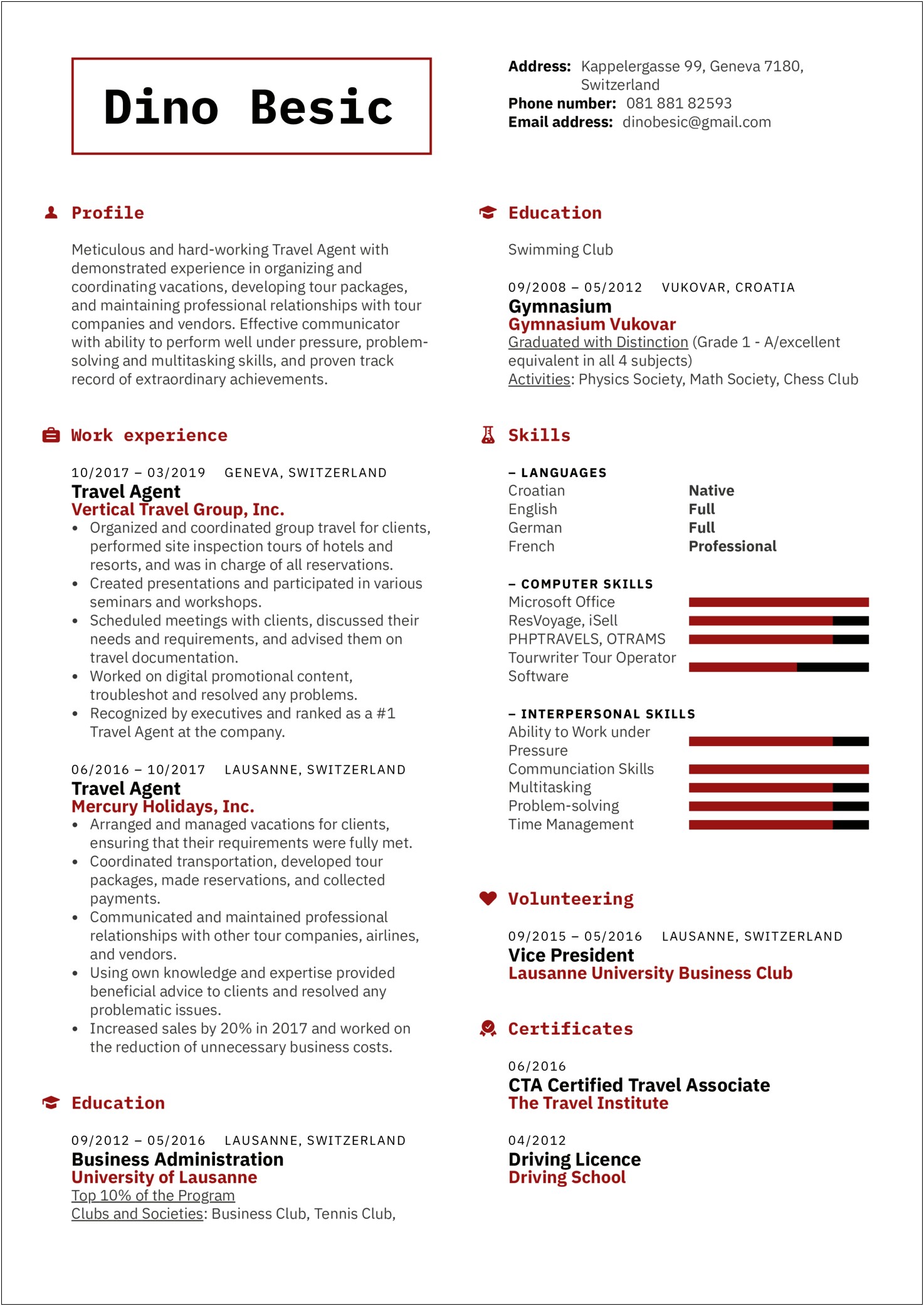 Ticket Reservation Agent Job Description Resume