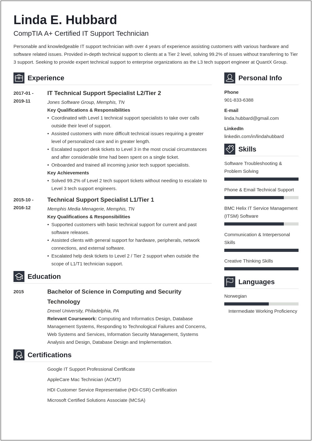 Tier 2 Technical Support Job Description For Resume