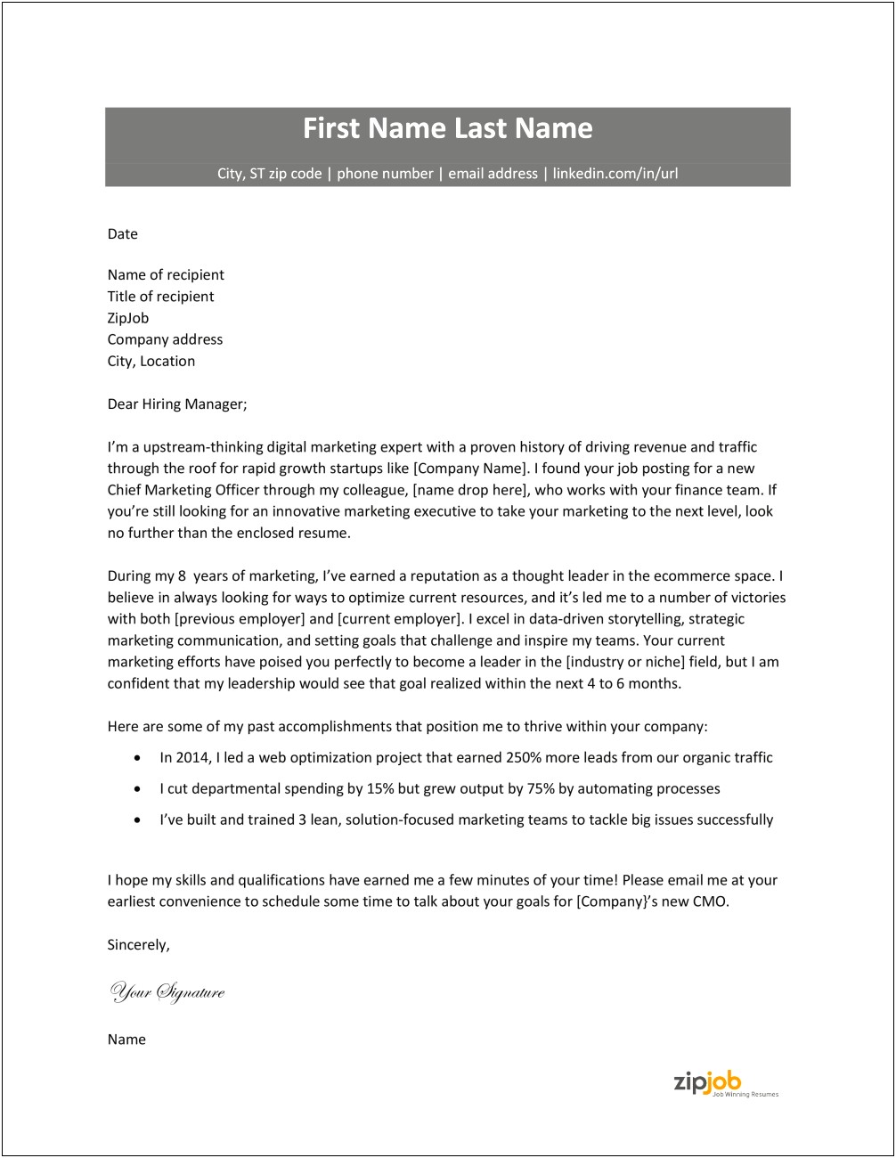Title List In Cover Letter Or Resume