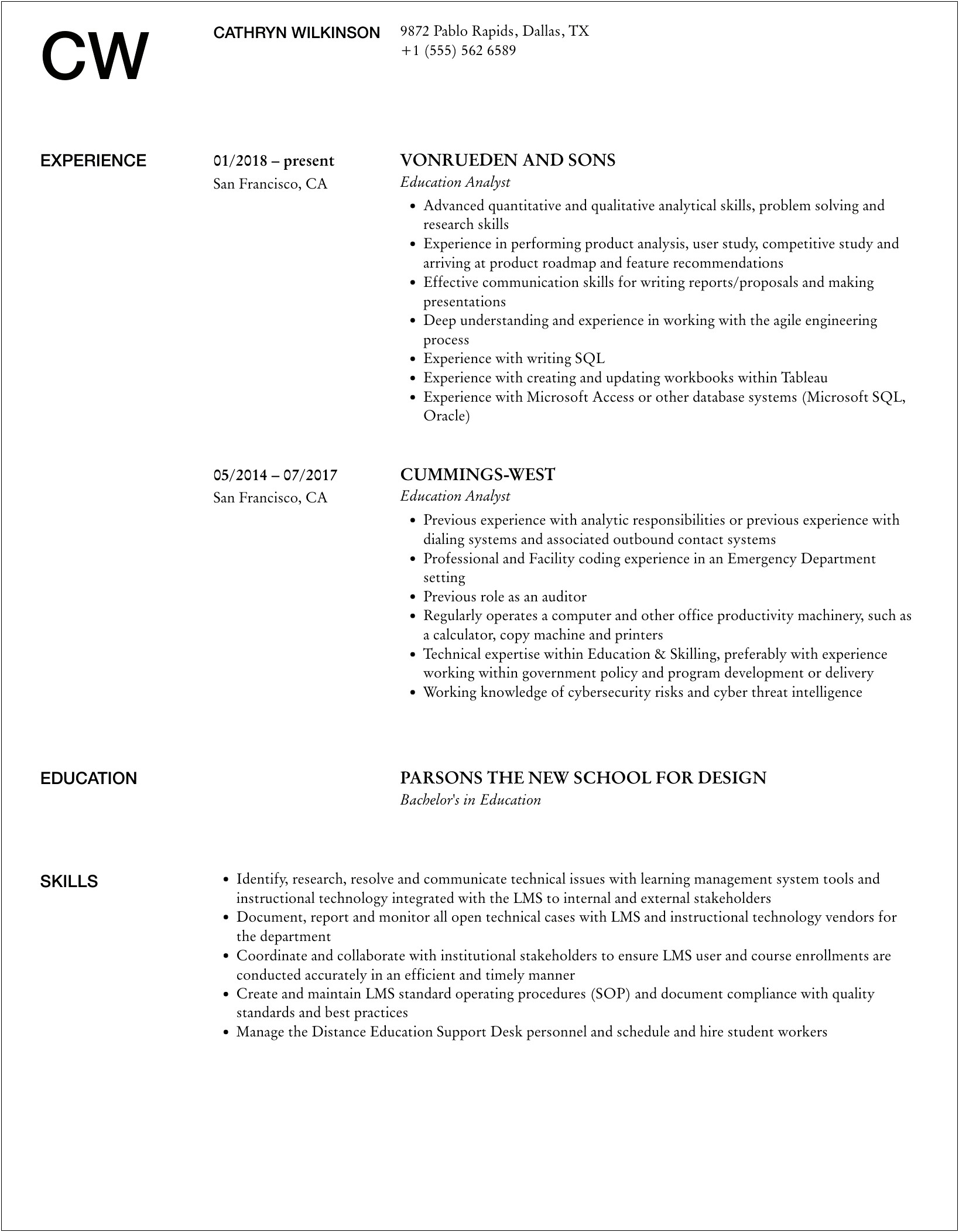 Tongue And Quill Targeted Resume Template