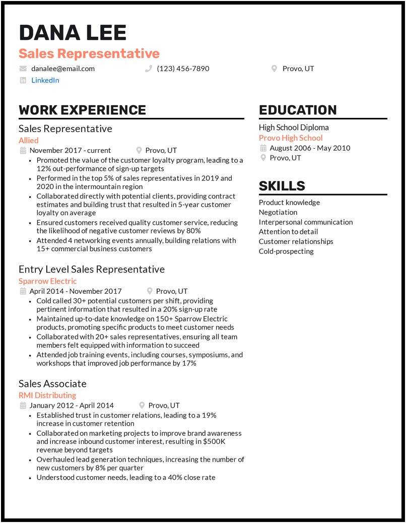 Top Skills For Sales Manager Resume
