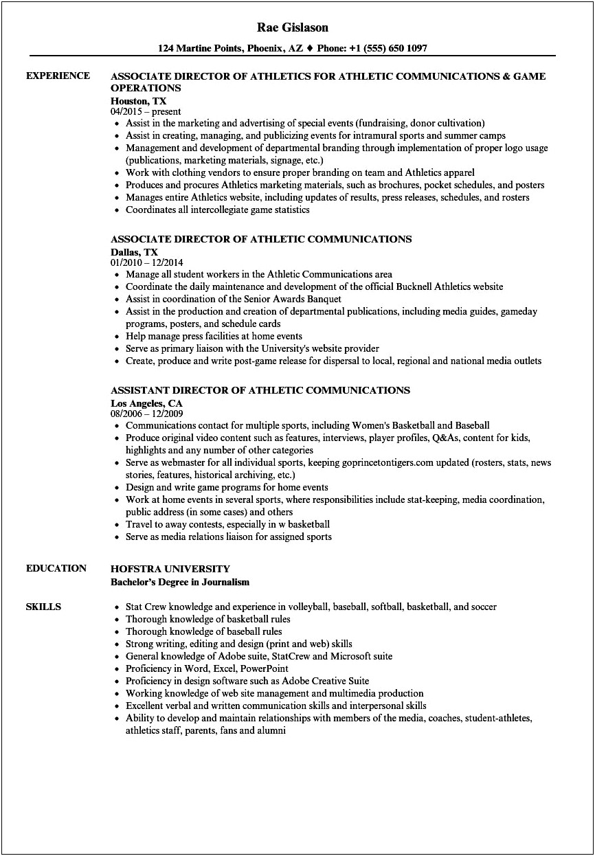 Track And Field Coach Job Description Resume