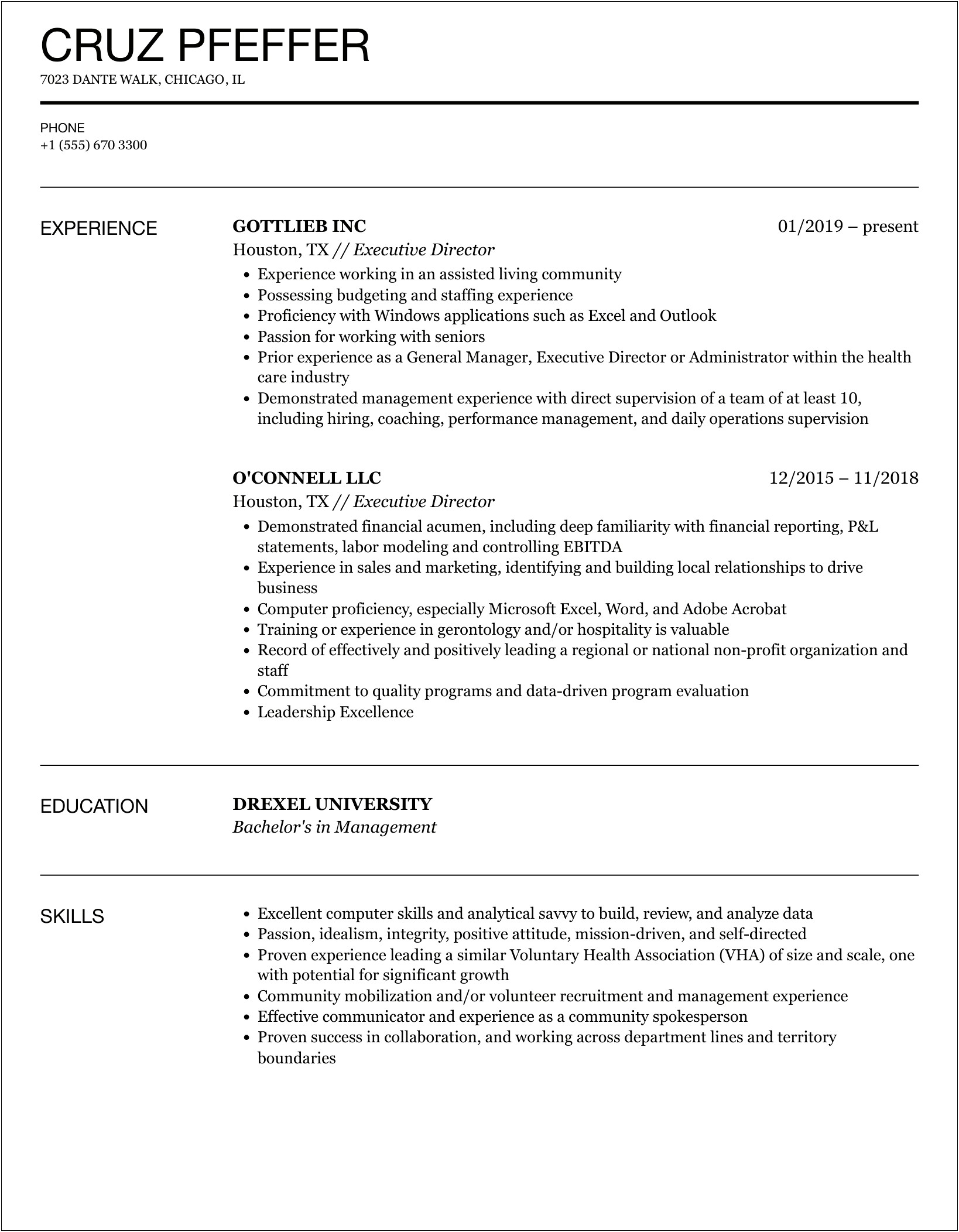 Transitioning To Non Profit Sector Resume Samples
