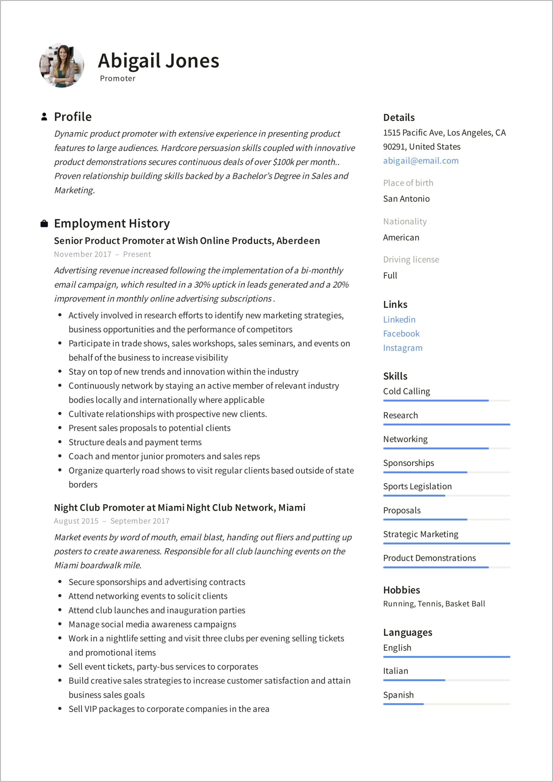 Travel Agency Company Profile Sample Resume