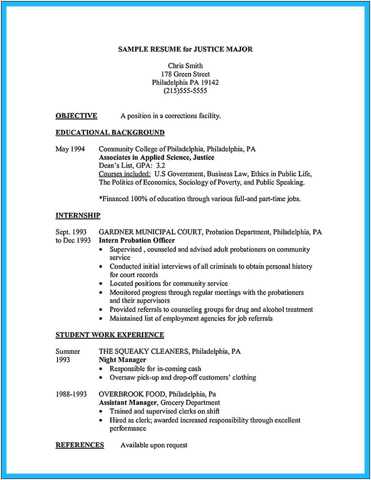 Typical Objectives On A Criminal Justice Resume
