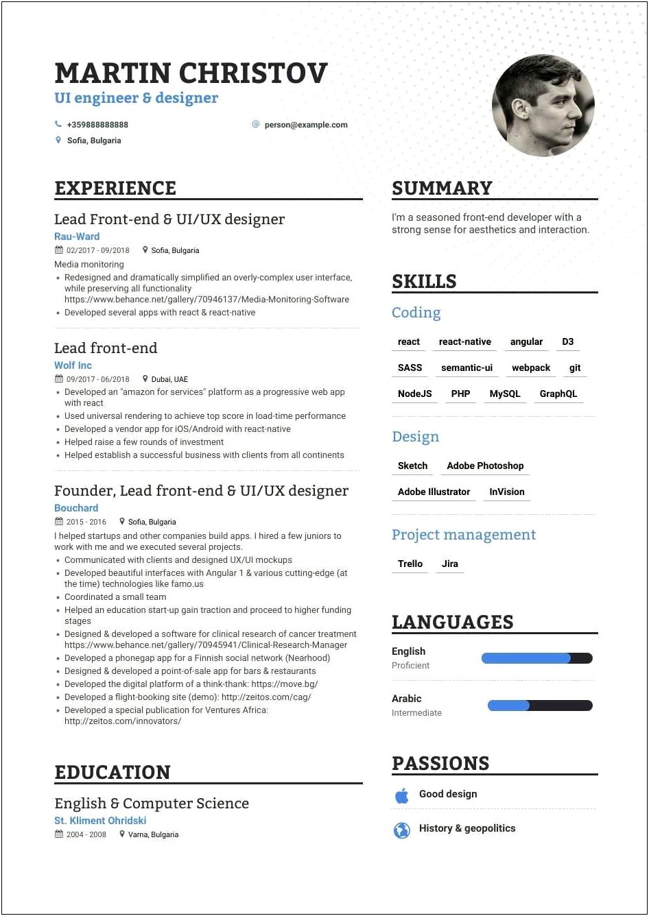 Ui Front End Developer Resumes With 0 Experience
