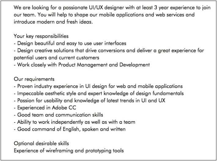 Ui Ux Designer Jobs Resume Example