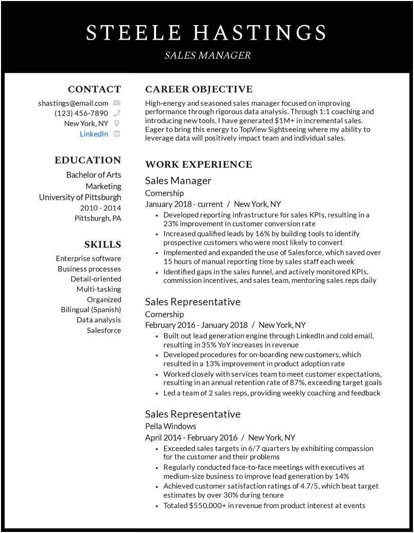 Unique Selling Points Examples For Resume